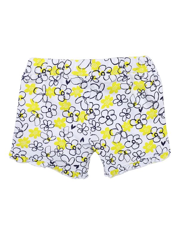 Girls White & Yellow Short Knitted Trouser image number 1